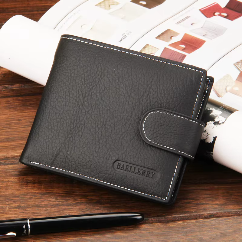 Portefeuille multifonction en cuir avec poche à monnaie pour homme