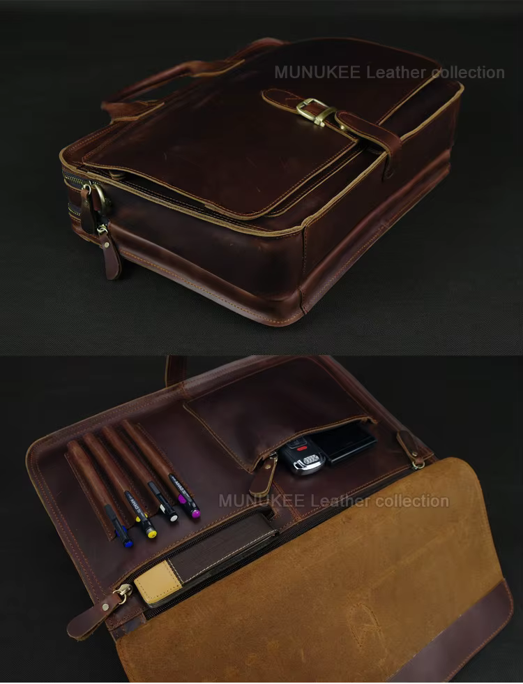 Porte-documents de luxe en cuir véritable pour hommes