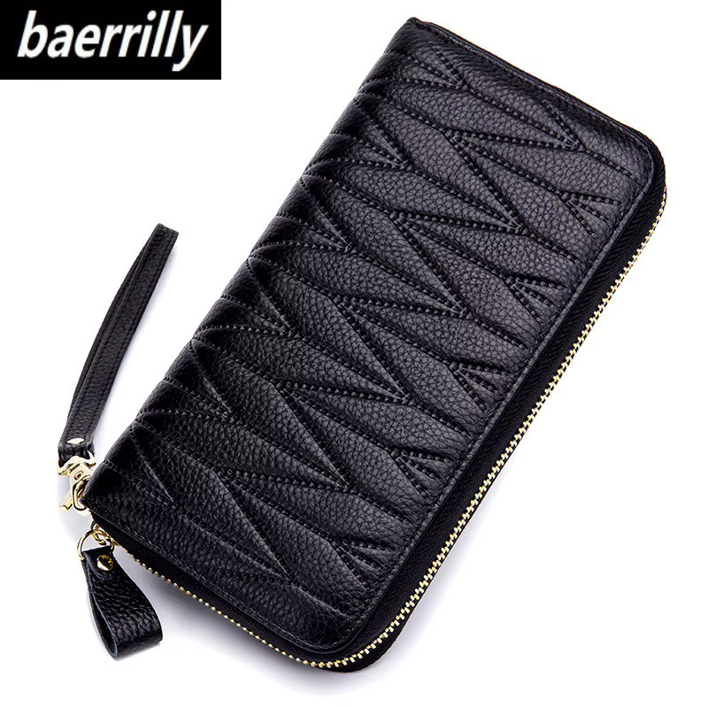 Portefeuille RFID en cuir véritable pour femme