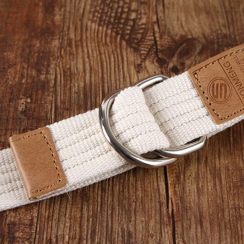 Nouveau unisexe toile ceinture Double anneau boucle