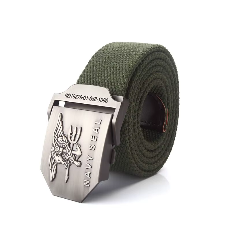 BOKADIAO Hommes et femmes Toile militaire ceinture vintage navy sceau métal boucle de luxe jeans ceinture armée ceintures tactiques pour hommes sangle mâle