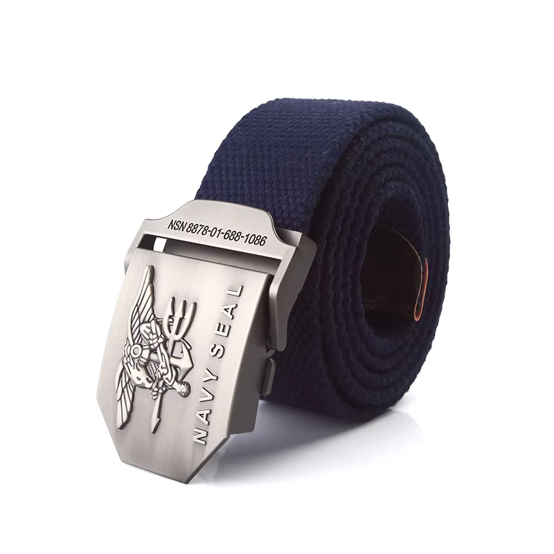 BOKADIAO Hommes et femmes Toile militaire ceinture vintage navy sceau métal boucle de luxe jeans ceinture armée ceintures tactiques pour hommes sangle mâle
