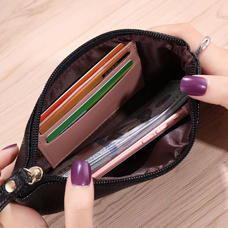 Femmes Long portefeuille décontracté Litchi Grain PU cuir dame fermeture éclair téléphone poche porte-carte de crédit femme sac à main monnaie sac d'argent pochette