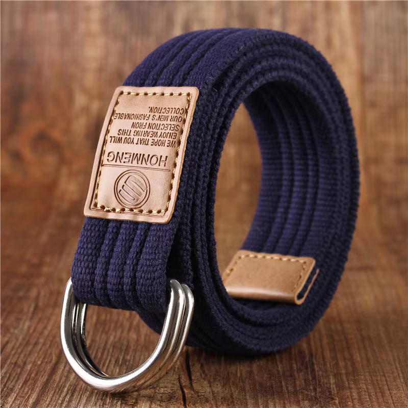 Nouveau unisexe toile ceinture Double anneau boucle
