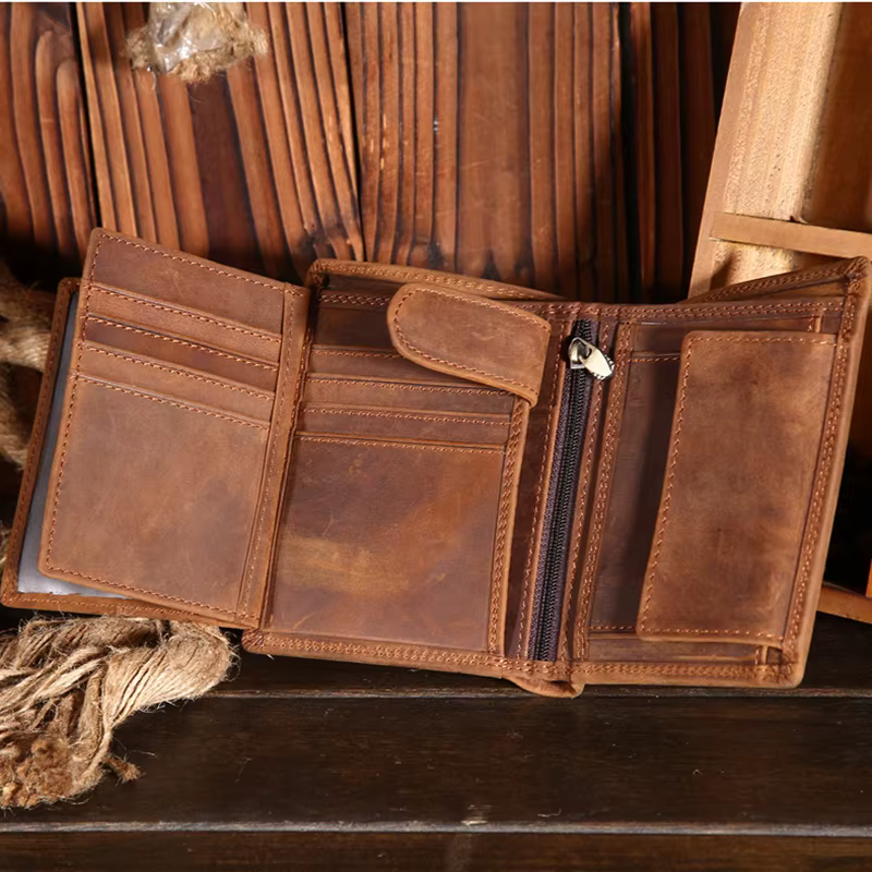 Portefeuille en cuir véritable pour hommes