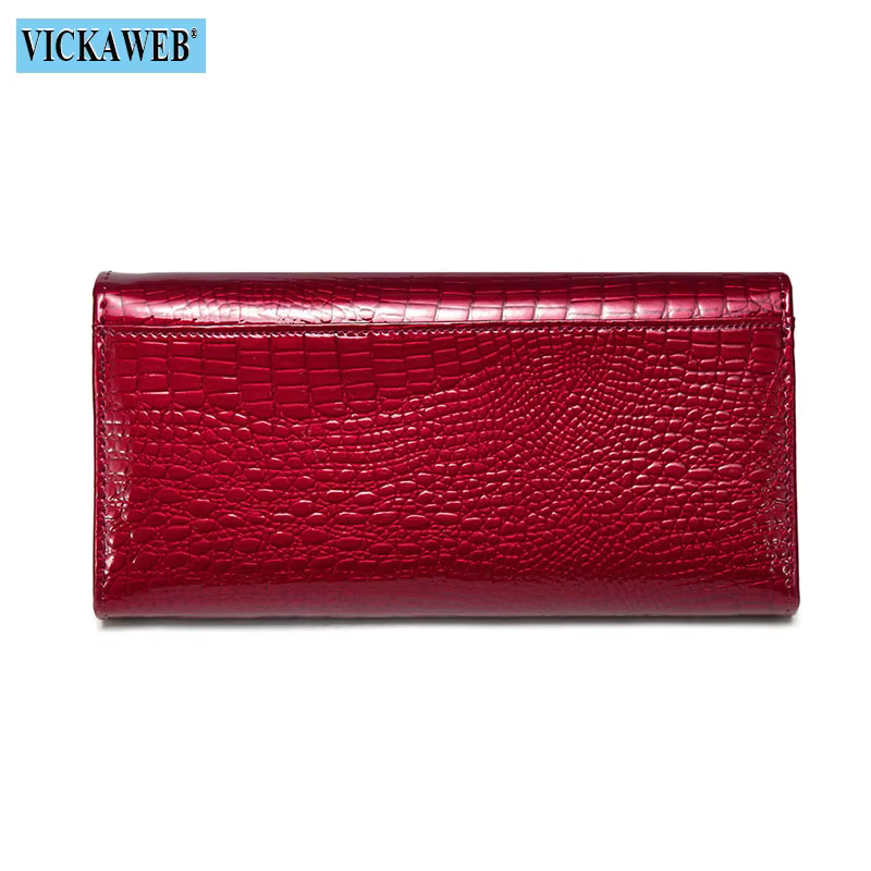 Vickaeb – portefeuille long en cuir véritable pour femmes