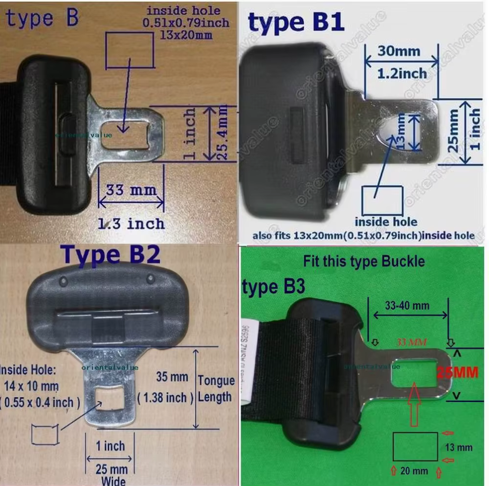 Extension de ceinture de sécurité pour boucle de 25 mm de large, ajoute 220 mm de longueur