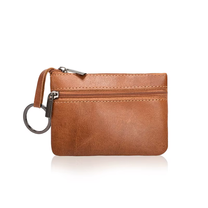 Porte-monnaie en cuir véritable pour homme et femme