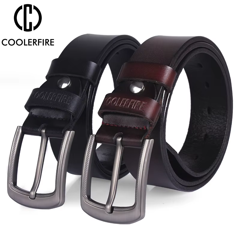 COOLERFIRE Ceinture en cuir véritable avec boucle à ardillon