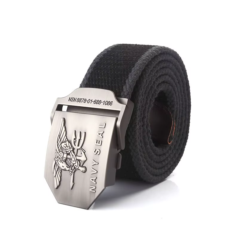 BOKADIAO Hommes et femmes Toile militaire ceinture vintage navy sceau métal boucle de luxe jeans ceinture armée ceintures tactiques pour hommes sangle mâle