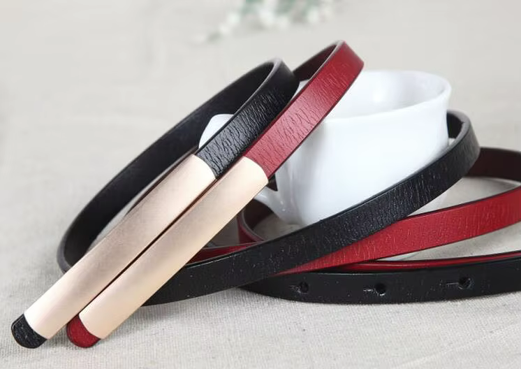Ceintures noires en or pour femmes, boucle en métal, étroit, cuir véritable, pour femmes, marque de luxe, styliste