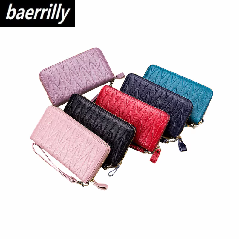 Portefeuille RFID en cuir véritable pour femme