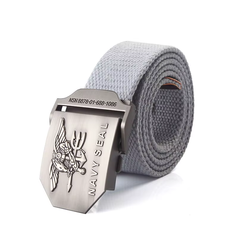 BOKADIAO Hommes et femmes Toile militaire ceinture vintage navy sceau métal boucle de luxe jeans ceinture armée ceintures tactiques pour hommes sangle mâle