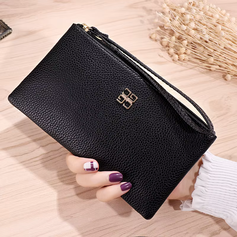 Femmes Long portefeuille décontracté Litchi Grain PU cuir dame fermeture éclair téléphone poche porte-carte de crédit femme sac à main monnaie sac d'argent pochette
