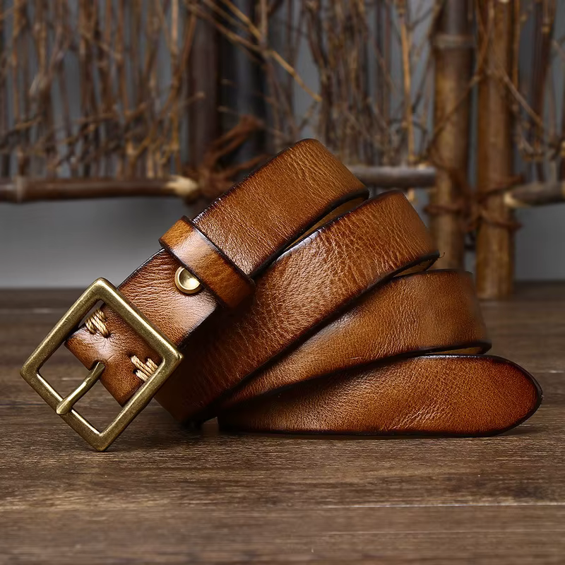 Ceinture de jean en cuir véritable pour femmes