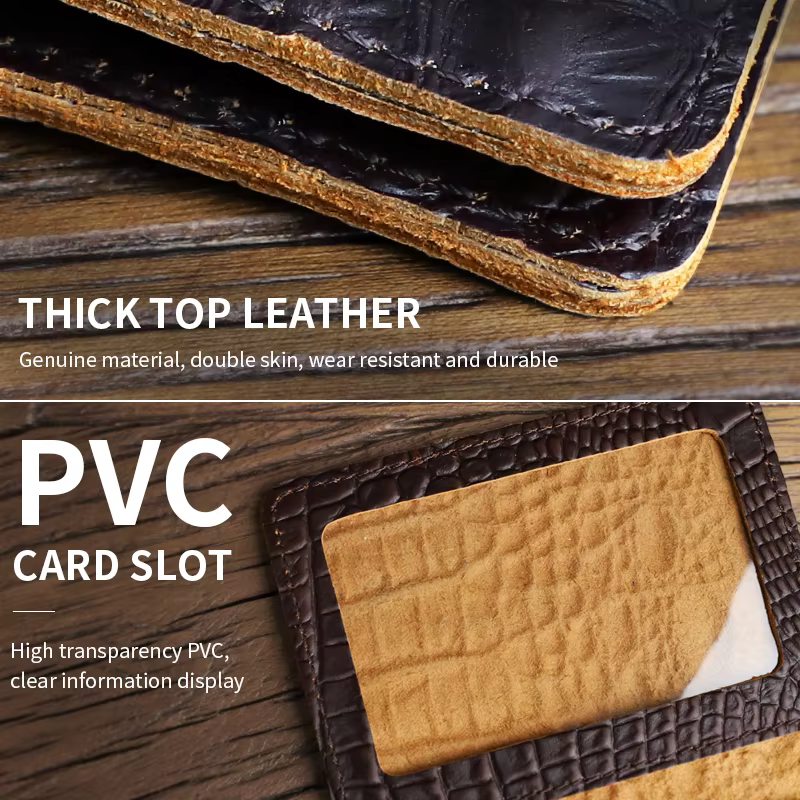 Porte-cartes en cuir véritable fait à la main pour hommes et femmes