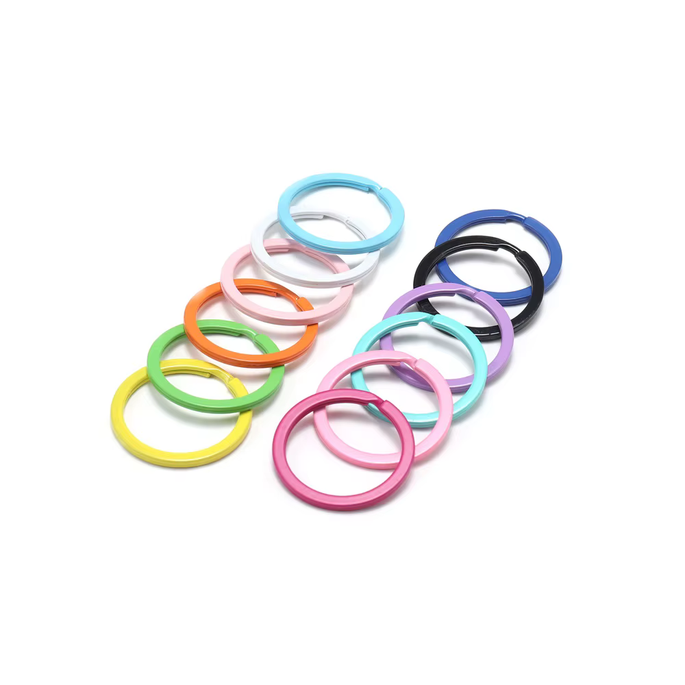 Porte-clés rond en métal de 30mm, anneaux fendus, unisexe, bijoux, fabrication d'accessoires, 10 pièces/lot