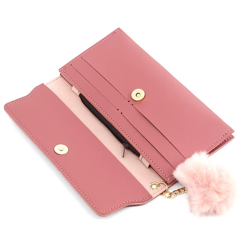 Portefeuille boule de fourrure pour femmes