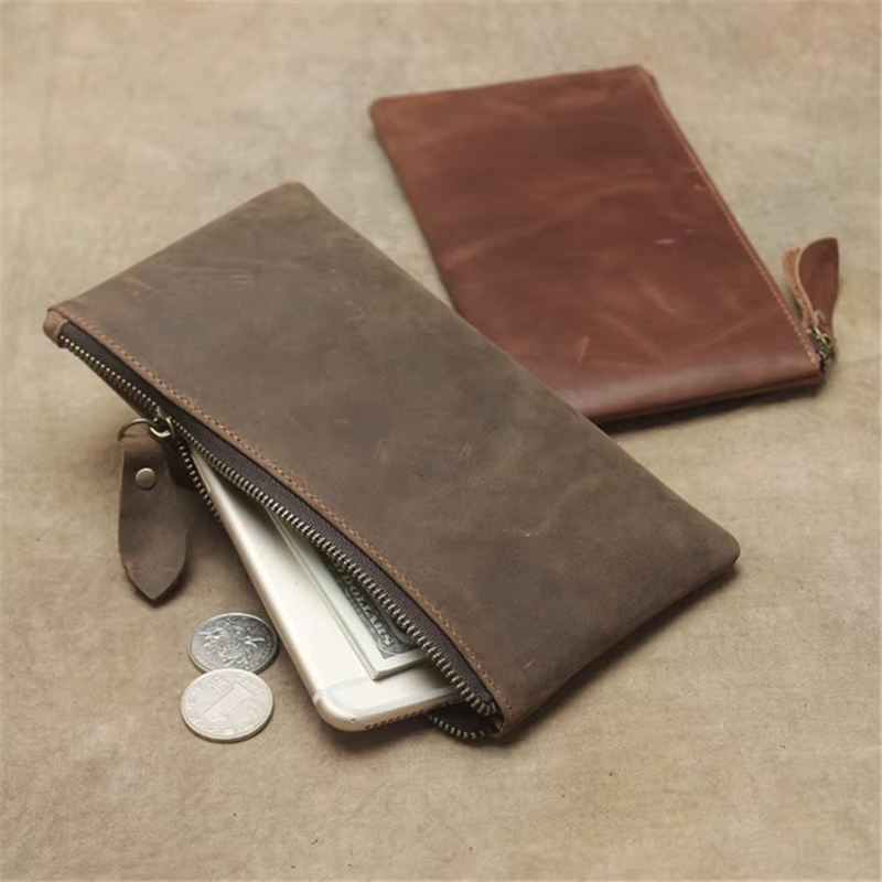 Portefeuille Slim en cuir véritable pour hommes et femmes