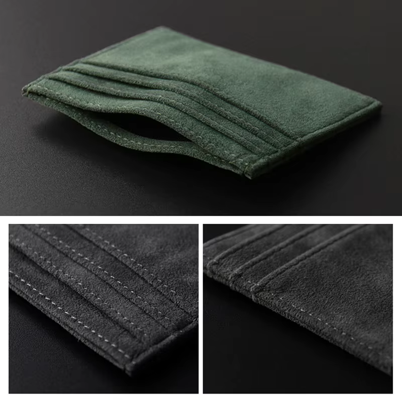 YMW ALCANTARA porte-carte femmes et homme tourner fourrure luxe en cuir artificiel mince carte Mini portefeuille petit
