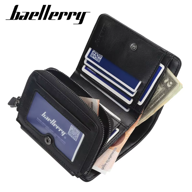 Nouveaux portefeuilles en cuir PU pour hommes de haute qualité fermeture éclair court design porte-carte homme sac à