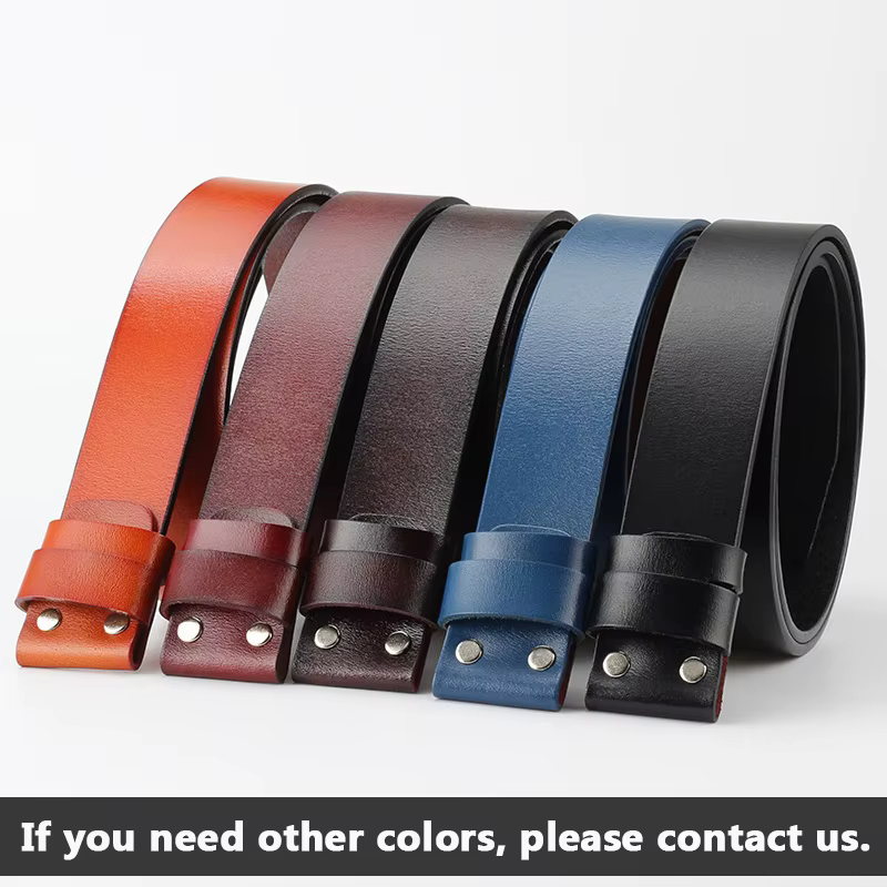 Ceinture en cuir de vache véritable pour homme sans boucle, accessoires de ceinture DIY, ceintures de haute qualité