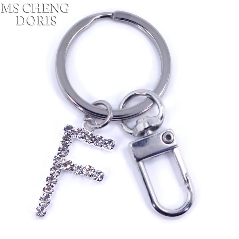 Porte-clés pendentif lettre cristal strass Alphabet