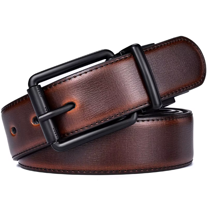 Boucle à rouleau de ceinture réversible en cuir pour hommes