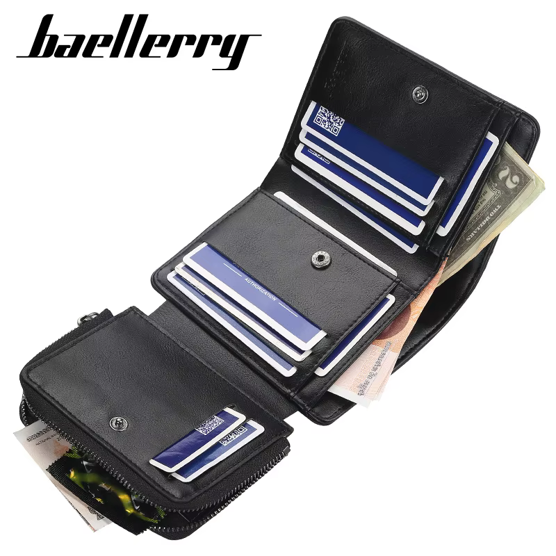 Nouveaux portefeuilles en cuir PU pour hommes de haute qualité fermeture éclair court design porte-carte homme sac à