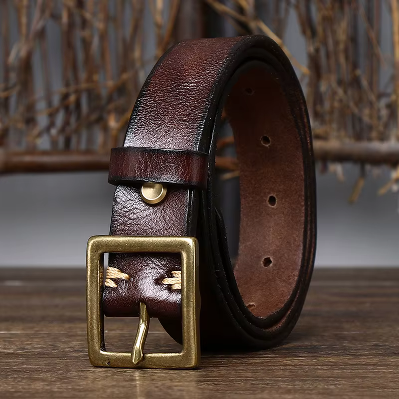 Ceinture de jean en cuir véritable pour femmes