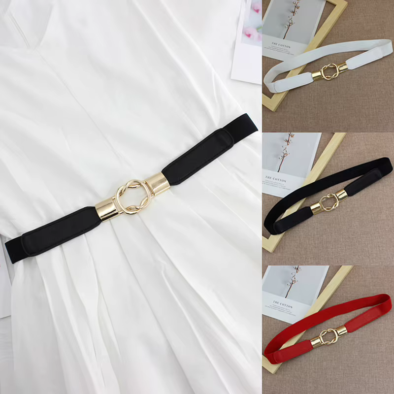 Ceinture élastique pour femmes, ceinture de taille fine avec boucle en métal