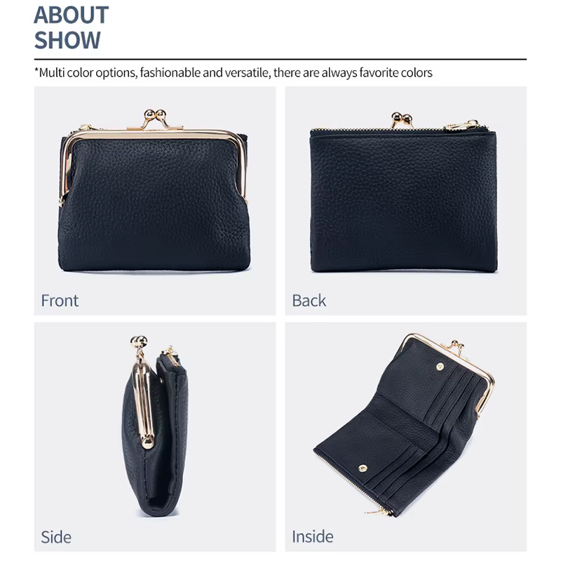 Portefeuille en cuir véritable Kd'appareils Lock pour femme