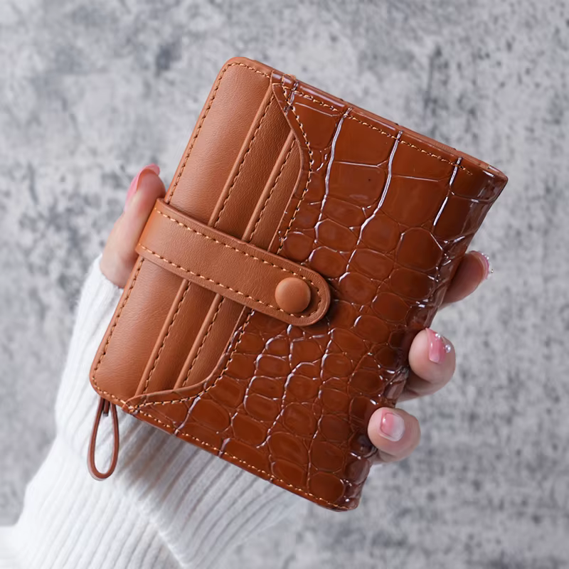 Mini portefeuille pochette imprimé crocodile