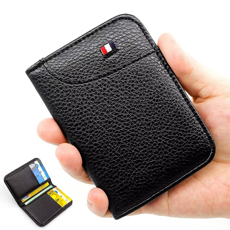 Portefeuille en cuir PU pour hommes, mini porte-cartes de crédit, porte-monnaie, mince, petit, court, portable, super fin, souple