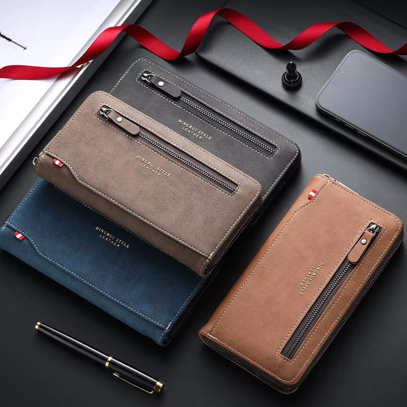 Nouveau portefeuille long à fermeture éclair pour hommes