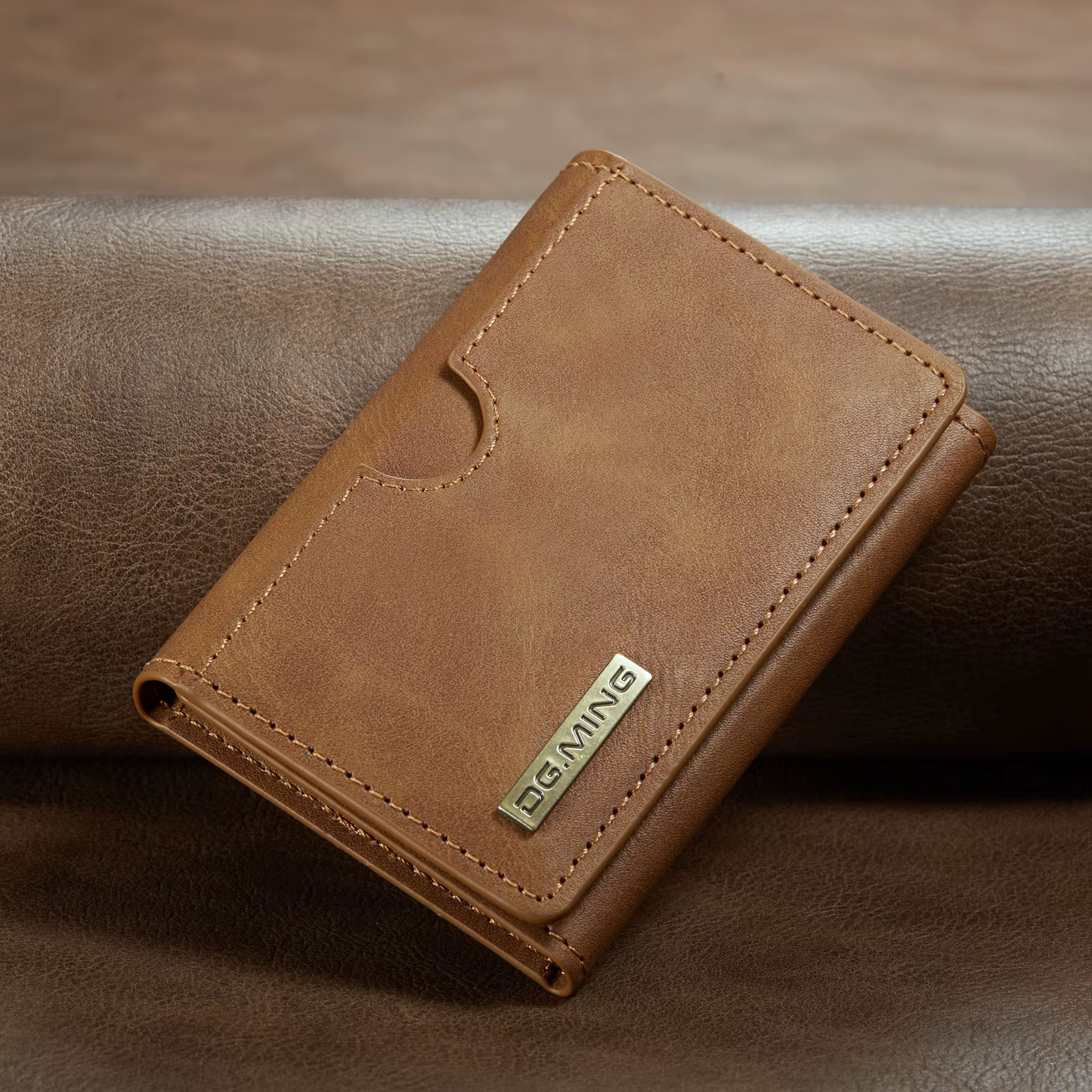 Antivol brosse court en cuir portefeuille hommes pièce de monnaie cartes d'argent support sac à main pliable