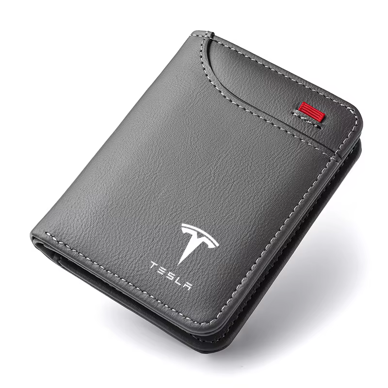 Emblèmes de voiture portefeuille souple en cuir Mini porte-monnaie pour cartes de crédit petit portefeuille Portable pour Tesla modèle 3 modèle S X modèle Y Roadster SpaceX