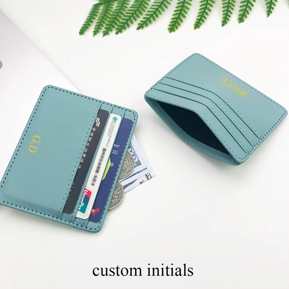 Portefeuille en cuir PU avec initiales personnalisées pour hommes et femmes