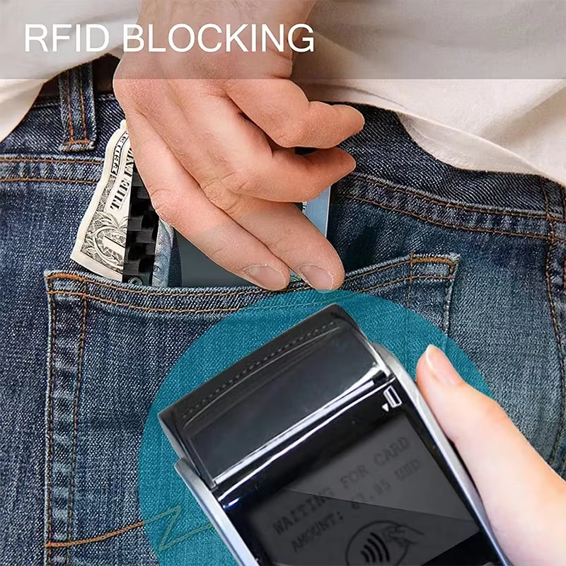 Portefeuilles intelligents minces minimalistes en fibre de carbone forgée pour hommes, porte-cartes de crédit en espèces, portefeuille d'infraction de luxe, pince à billets RFID