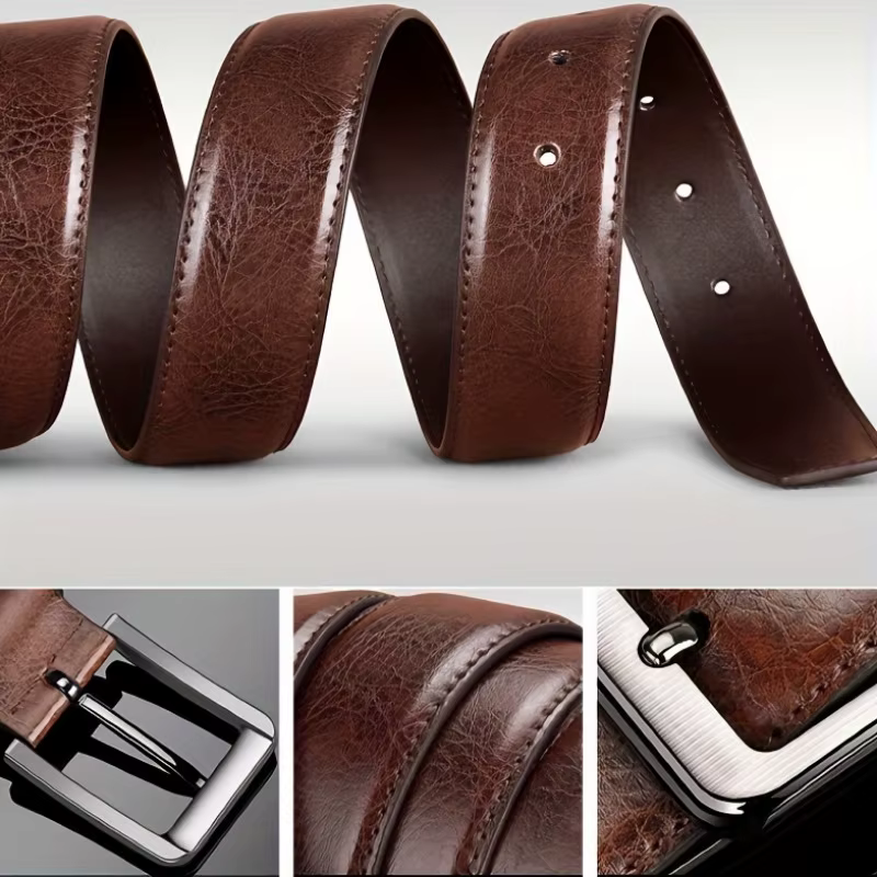 Ceinture de luxe pour homme en cuir PU avec boucle ardillon métallique