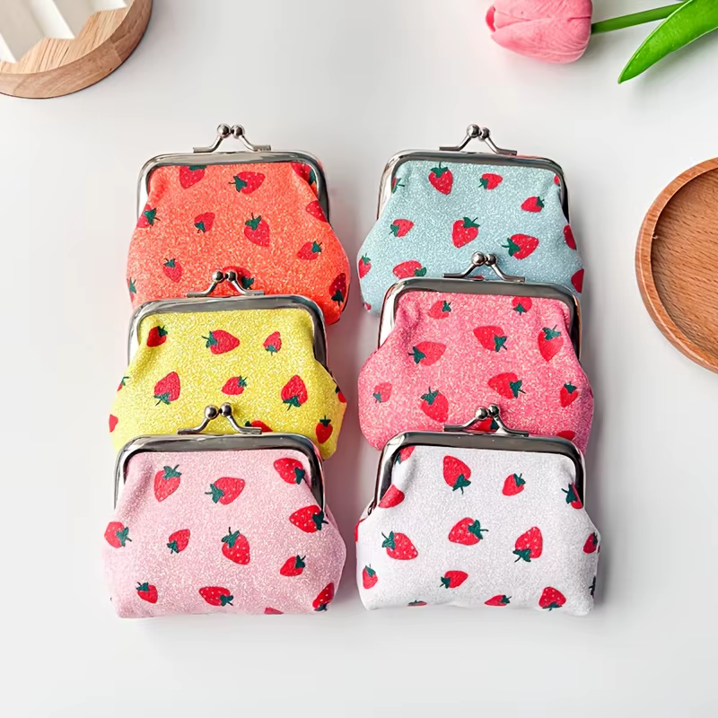 Porte-monnaie à motif de fruits - Petit portefeuille scintillant
