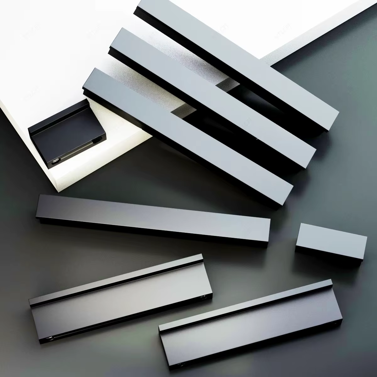 Poignée de porte d'armoire en alliage d'aluminium, poignée de porte de garde-robe européenne simple moderne, noir et or, poignée arc-en-ciel