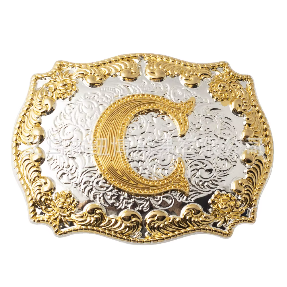 Ceinture avec Lettres Sculptées Dorées