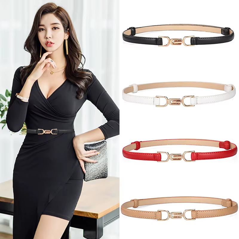 Ceinture fine en cuir pour femmes