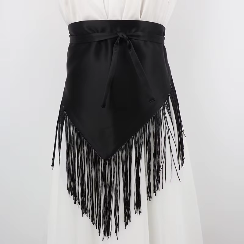 Femmes rétro glands ceinture large ceinture danse hanche écharpe mode Triangle frange Corset chemise jupes robe décor taille ceinture