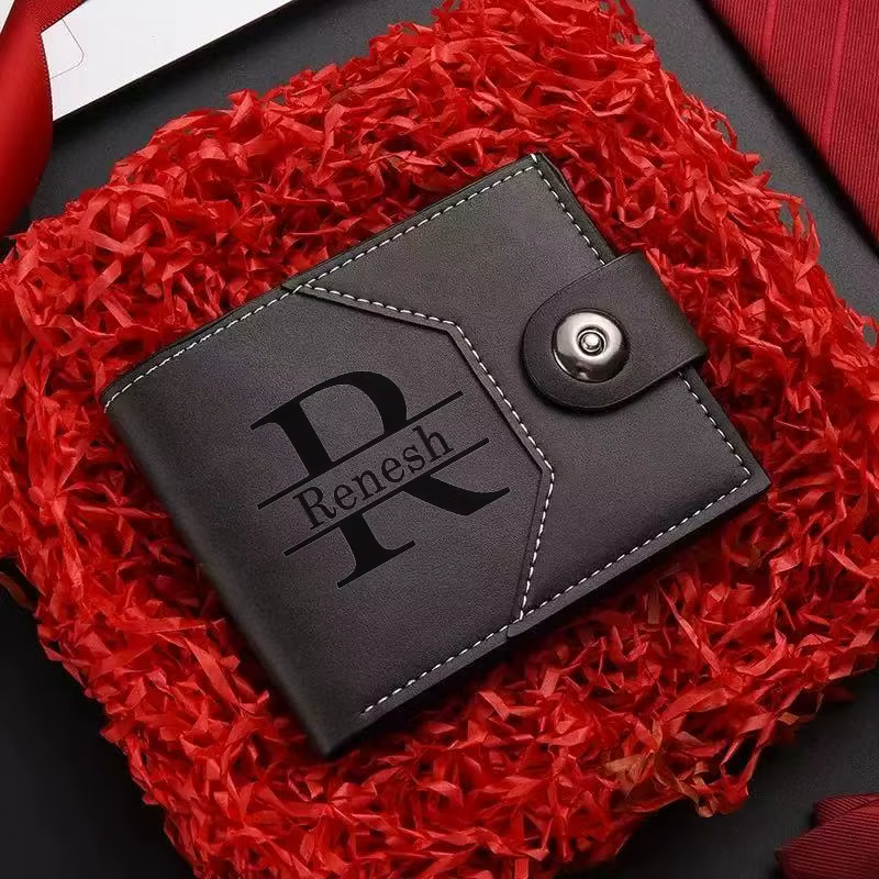 Portefeuille court pour homme en cuir PU personnalisé