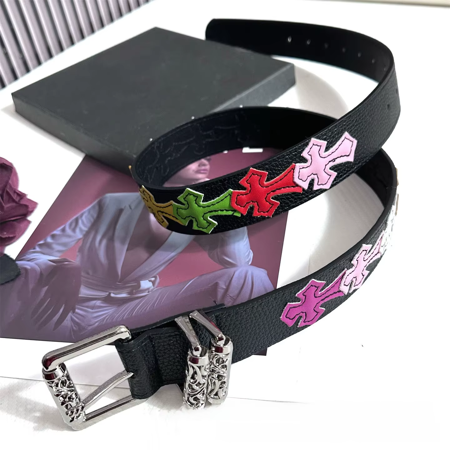 Ceinture en fourrure de Style américain pour Denim