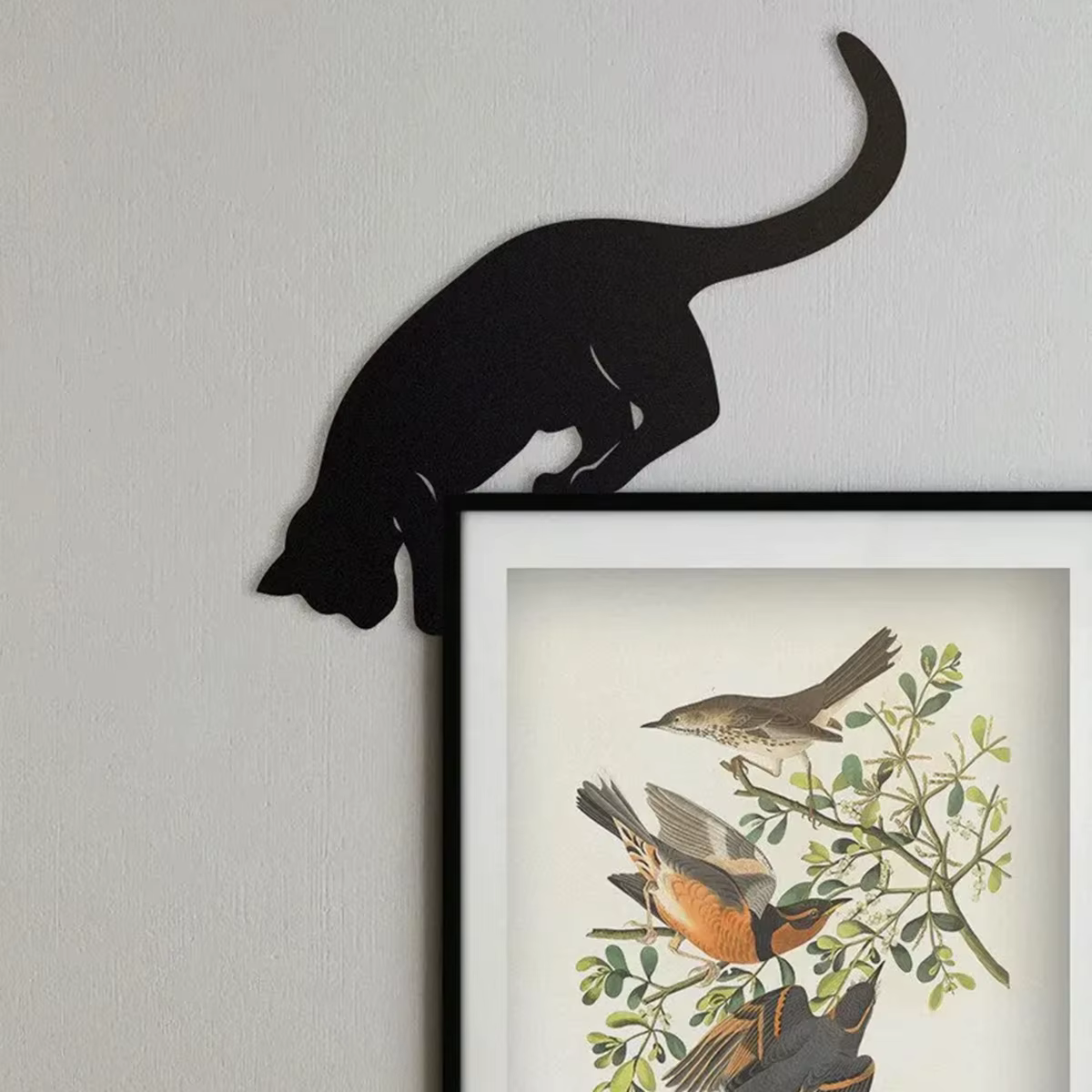 Décoration de porte en bois avec motif chat regardant vers le bas – Idéale pour l'organisation de la cuisine, la décoration rustique de la maison