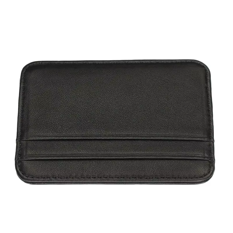 Portefeuille porte-cartes en cuir véritable de peau de mouton pour hommes et femmes