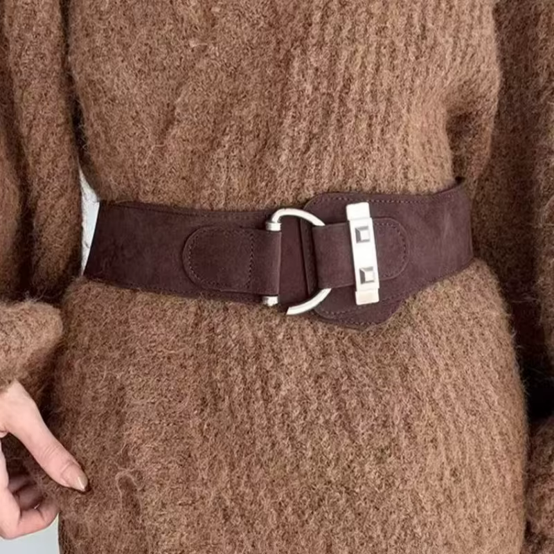 Ceinture large en daim pour femmes
